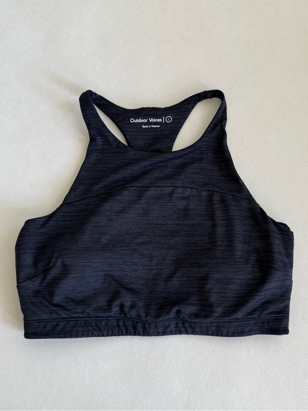 Outdoor Voices Midnight Black High-Neck Racerback Sports Bra